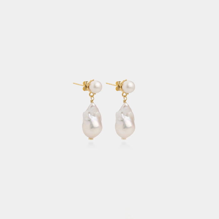 Baroque Pearl Earrings Gold Vermeil