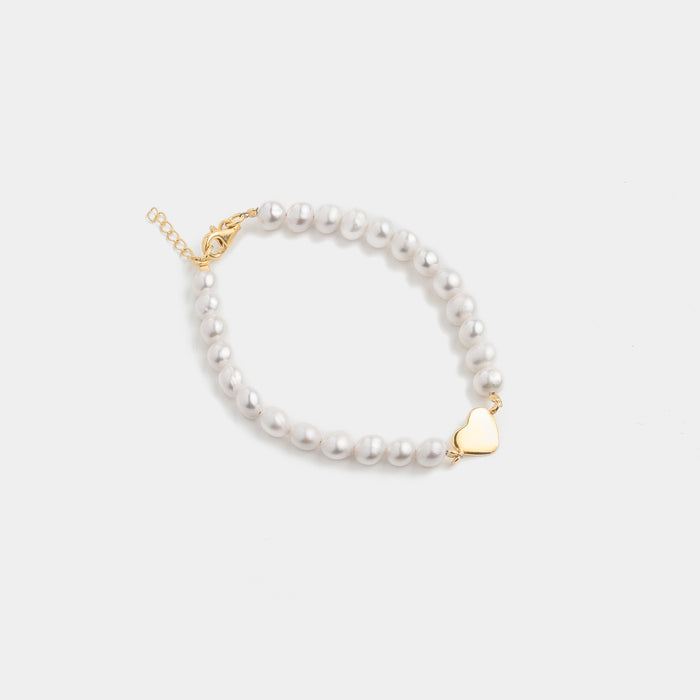 Love Charm Pearl Bracelet Gold Vermeil