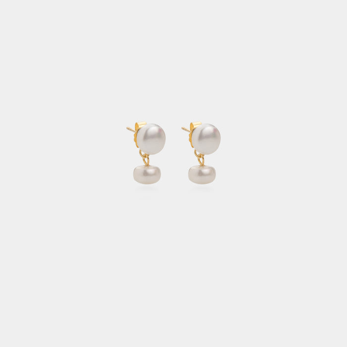 Deux Pearl Earrings Gold Vermeil