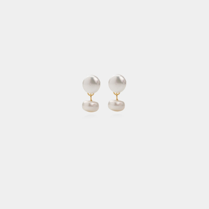 Deux Pearl Earrings Gold Vermeil