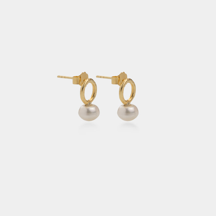 Pearl Huggies Earrings Gold Vermeil