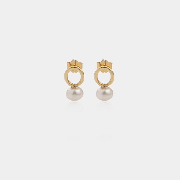 Pearl Huggies Earrings Gold Vermeil